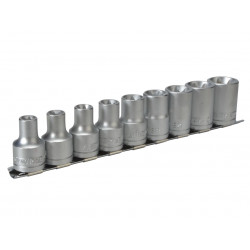 Teng M1210 1/2in Drive External TORX Socket Clip Rail Set, 9 Piece
