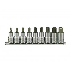 Teng M1212 1/2in Drive Hex Socket Clip Rail Set, 9 Piece