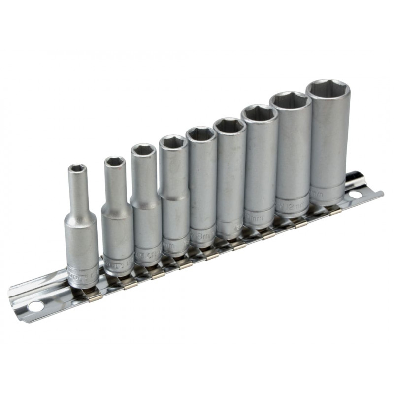 M1407 Deep Socket Clip Rail Set of 10 Metric 1/4in Drive M1407 Deep Socket Clip Rail Set of 10 Metric 1/4in Drive