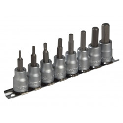 Teng M3811 Socket Clip Rail AF Hex Set of 8 3/8in Drive