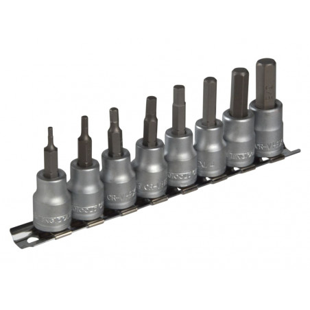 Teng M3811 Socket Clip Rail AF Hex Set of 8 3/8in Drive