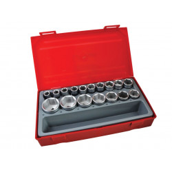 Teng TT1217-6 Metric 6-Pt Socket Set, 17 Piece - 1/2in Drive