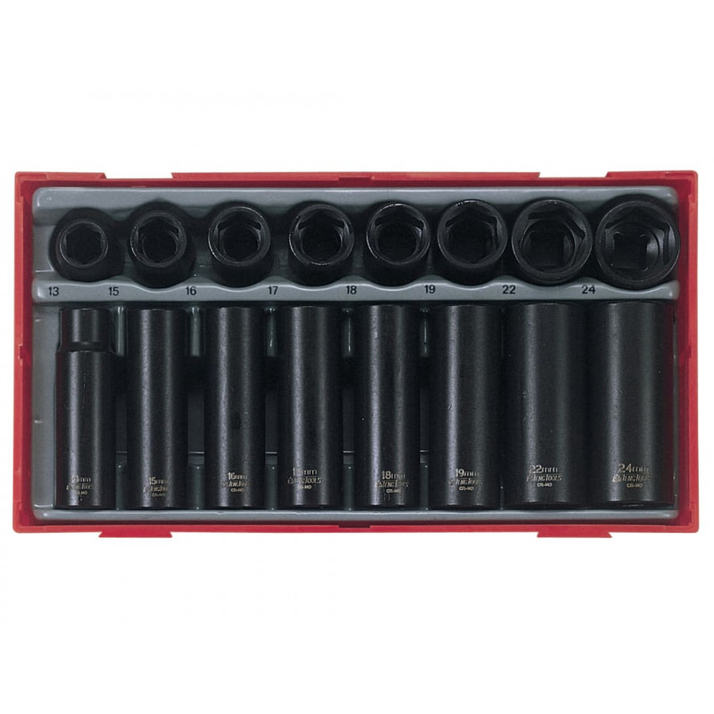 Teng TT9116 Regular/Deep Impact Socket Set, 16 Piece- 1/2in Drive Teng TT9116 Regular/Deep Impact Socket Set, 16 Piece- 1/2in Drive