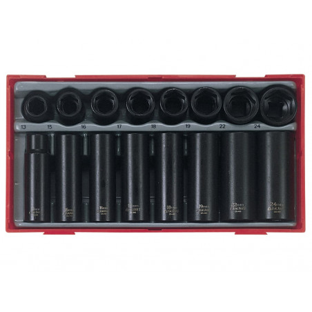 Teng TT9116 Regular/Deep Impact Socket Set, 16 Piece- 1/2in Drive
