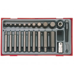 Teng TTHEX23 Metric Hex Bit Socket Set, 23 Piece - 1/2in Drive