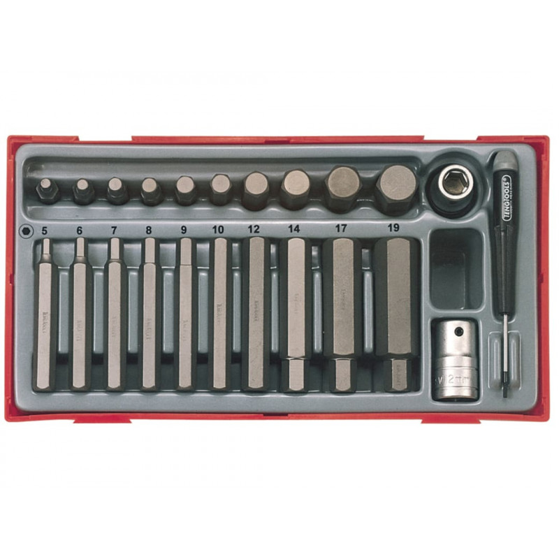 Teng TTHEX23 Metric Hex Bit Socket Set, 23 Piece - 1/2in Drive