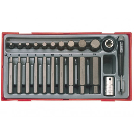 Teng TTHEX23 Metric Hex Bit Socket Set, 23 Piece - 1/2in Drive