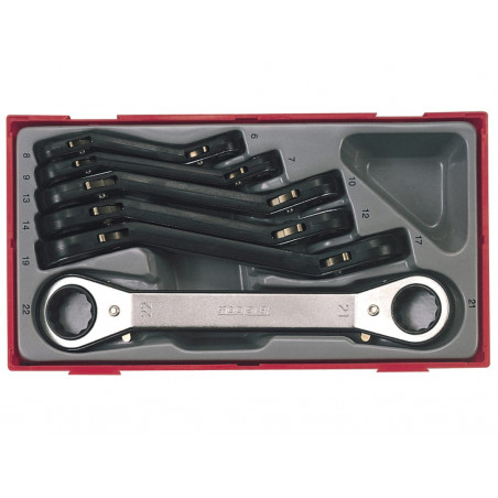 Teng TC38 TTRORS Metric Ratchet Ring Spanner Set, 6 Piece