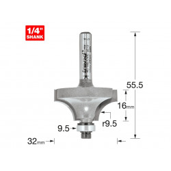 Trend 46/140X1/4TC 46/140 x 1/4 TCT Bearing Guided Ovolo & Round Over 9.5mm Radius
