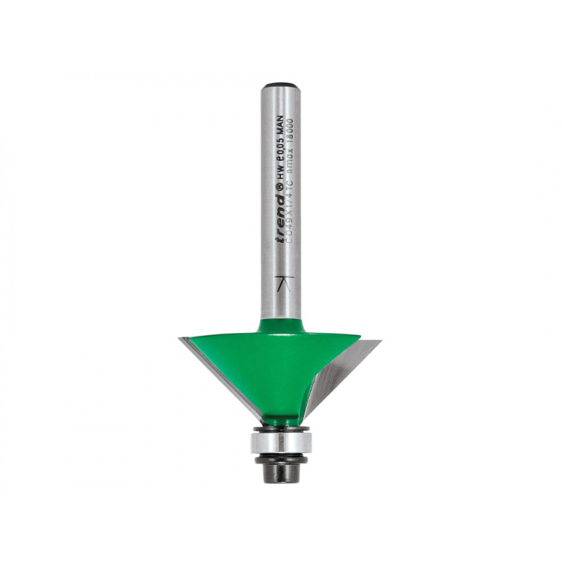 Trend C049X1/4TC C049 x 1/4 TCT Bearing Guided Chamfer Cutter 45° 12.7 x 32mm