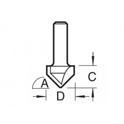 Trend C044X1/4TC C044 x 1/4 TCT CraftPro Chamfer V-Groove Cutter 45° 6.0 x 12.7mm