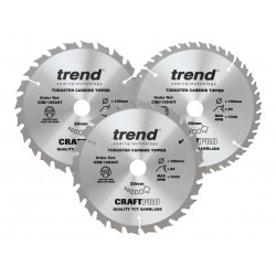 Trend CSB/165/3PK/C CraftPro Cordless Saw Blade 165 x 20mm x 24T/40T (Pack 3)