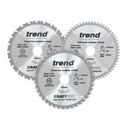 Trend CSB/190/3PK CraftPro Saw Blade 190 x 30mm x 24T/40T/60T (Pack 3)