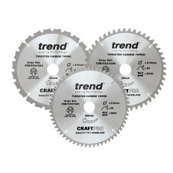 Trend CSB/CC216/3PK CraftPro Mitre Saw Blade 216 x 30mm x 24T/48T/60T (Pack 3)