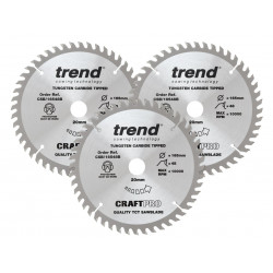 Trend CSB/165/3PK/A CraftPro Plunge Saw Blade 165 x 20mm x 48T (Pack 3)