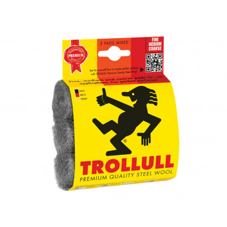 Trollull TRL770834 Steel Wool Pads, Assorted Grades (Pack 3)