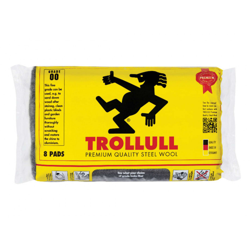 Trollull TRL771274 Extra Large Steel Wool Pads Grade 00 (Pack 8) Trollull TRL771274 Extra Large Steel Wool Pads Grade 00 (Pack 8)