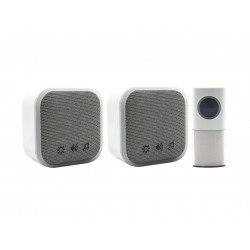 Uni-Com 98476 + 98477GB + W96001 Portable and Plug-In Door Chime Set, White