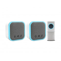 Uni-Com 98476 + 98477GB + W96001 Portable and Plug-In Door Chime Set, White