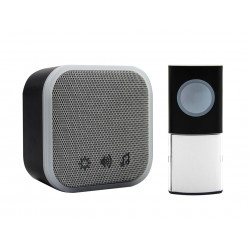 Uni-Com 98476+W96001 Portable Door Chime, Black