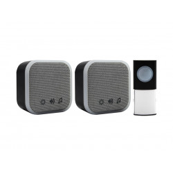 Uni-Com 98476 + 98477GB + W96001 Portable and Plug-In Door Chime Set, Black