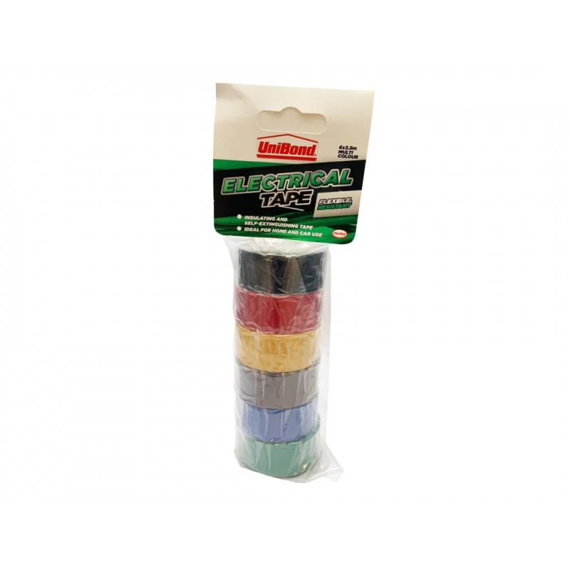 UniBond 2675477 Electrical Tape (6 Colour Pack) 19mm x 3.5m UniBond 2675477 Electrical Tape (6 Colour Pack) 19mm x 3.5m