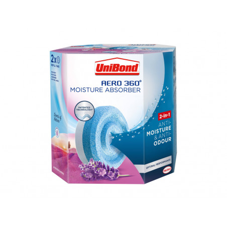 UniBond 2631291 AERO 360º Moisture Absorber Lavender Garden Refills (Pack 2)