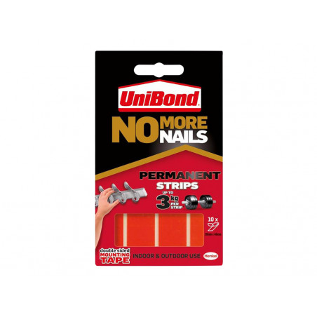 UniBond 2675503 No More Nails Indoor & Outdoor Permanent Mounting Tape Strips (Pack of 10)