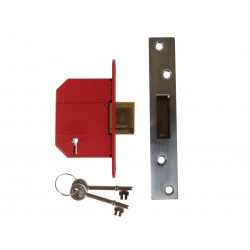 UNION J2100S-SC-2.5 StrongBOLT 2100S BS 5 Lever Mortice Deadlock 68mm 2.5in Satin Chrome Box