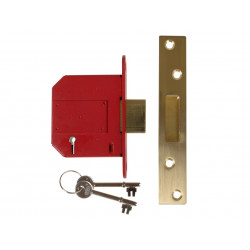 UNION J2100S-PL-3.0 StrongBOLT 2100S BS 5 Lever Mortice Deadlock 81mm 3in Satin Brass Box
