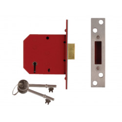 UNION J2101-PL-2.50 2101 5 Lever Mortice Deadlock Satin Brass Finish 65mm 2.5in Box