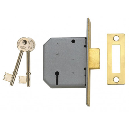 UNION J2177-PL-3.00 2177 3 Lever Mortice Deadlock Polished Brass 77.5mm 3in Box