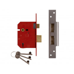 UNION J2234E-SC-2.50 2234E 5 Lever BS Mortice Sashlock Satin Chrome Finish 67mm 2.5in Box