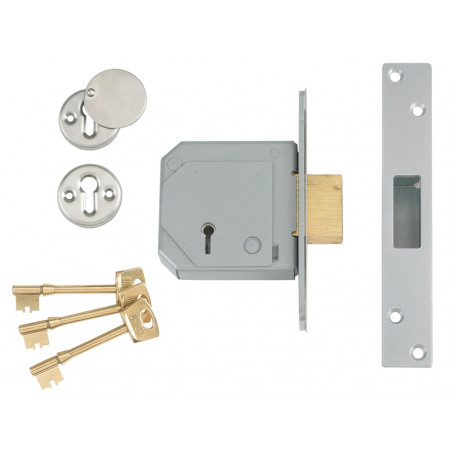 UNION V-3G114E-SC-67 3G114E 5 Lever Mortice Deadlock C-Series 67mm 2.5in Satin Chrome