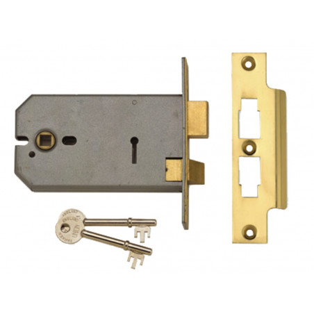 UNION Y2077-PL-6.00 2077-6 3 Lever Horizontal Mortice Lock Polished Brass 149mm