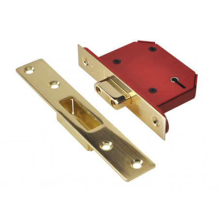 UNION Y2105S-PB-3.0 StrongBOLT 2105S Polished Brass 5 Lever Mortice Deadlock Visi 81mm 3in
