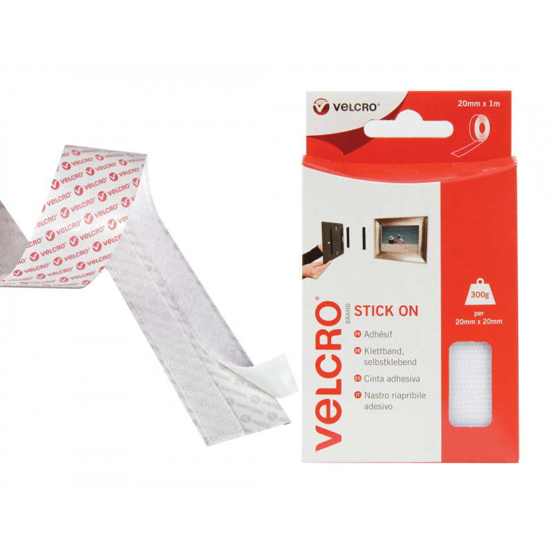 VELCRO® Brand 60210 VELCRO® Brand Stick On Tape 20mm x 1m White VELCRO® Brand 60210 VELCRO® Brand Stick On Tape 20mm x 1m White