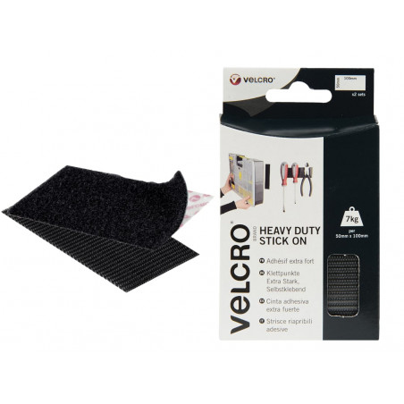 VELCRO® Brand 60239 VELCRO® Brand Heavy-Duty Stick On Strips (2) 50 x 100mm Black