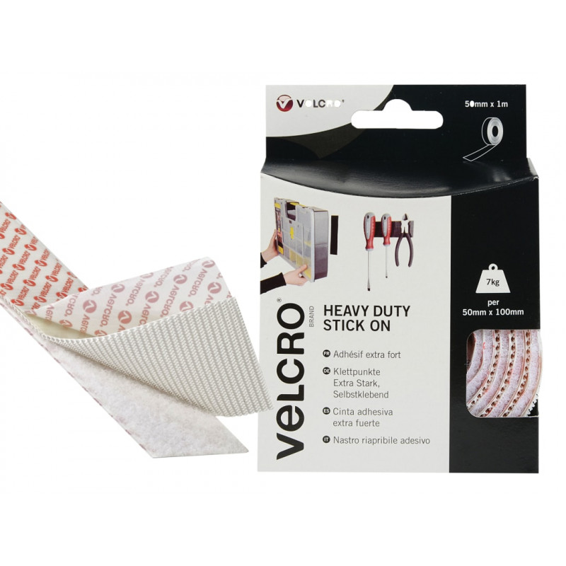 VELCRO® Brand 60242 VELCRO® Brand Heavy-Duty Stick On Tape 50mm x 1m White VELCRO® Brand 60242 VELCRO® Brand Heavy-Duty Stick On Tape 50mm x 1m White