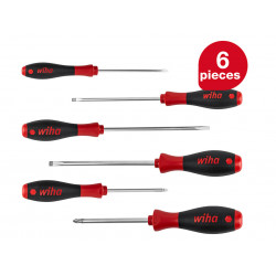Wiha 07153 SoftFinish® SL/PZ Screwdriver Set, 6 Piece