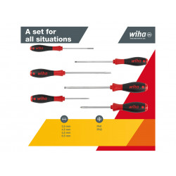 Wiha 07152 SoftFinish® SL/PH Screwdriver Set, 6 Piece