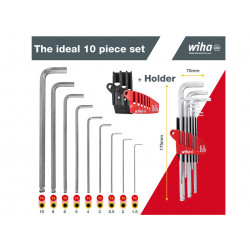 Wiha 07192 ProStar Hex Ball End L-key Set, 9 Piece