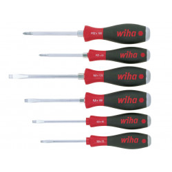 Wiha 21251 SoftFinish® SL/PZ Hex Blade Screwdriver Set, 6 Piece