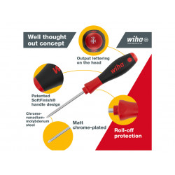 Wiha 07152 SoftFinish® SL/PH Screwdriver Set, 6 Piece