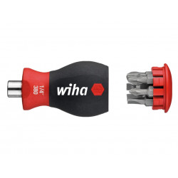 Wiha 33738 Magnetic SoftFinish® Stubby Screwdriver with Bit Magazine (SL, PH)