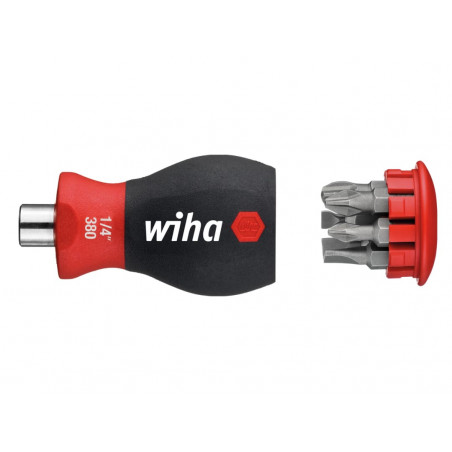 Wiha 33738 Magnetic SoftFinish® Stubby Screwdriver with Bit Magazine (SL, PH)