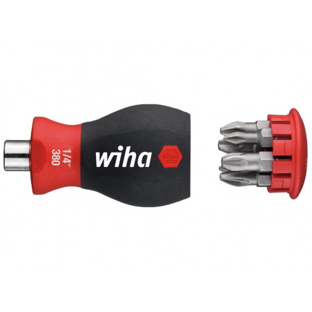 Wiha 33741 Magnetic SoftFinish® Stubby Screwdriver with Bit Magazine (PH, PZ)