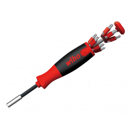 Wiha 38605 LiftUp 25 Magnetic Screwdriver with Bit Magazine (SL, PH, PZ, TX)