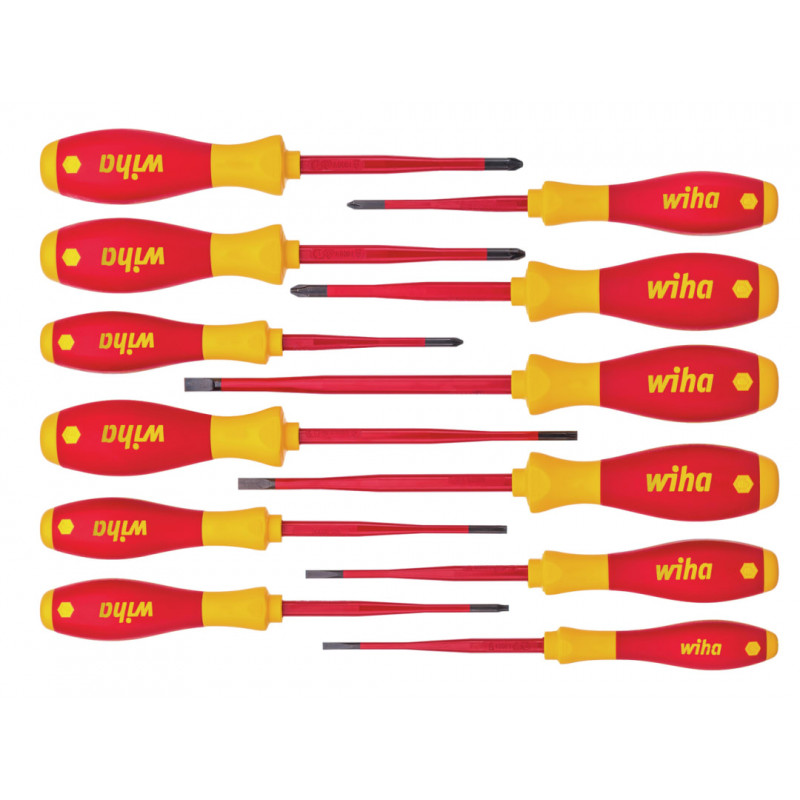 Wiha 41003 SoftFinish® electric slimFix Screwdriver Set, 12 Piece