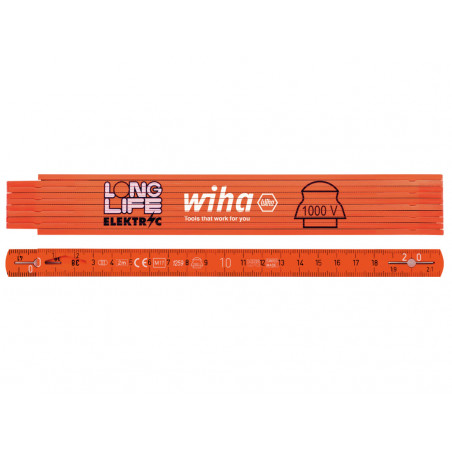 Wiha 42068 Longlife® Electrician's Folding Ruler 2m